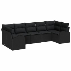 Ensemble de canapé de jardin avec coussin 7 pcs Noir polyrotin 526907526907