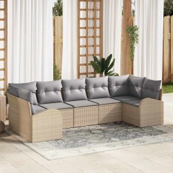 Ensemble de canapé de jardin 7 pcs Beige et Gris clair 526909526909