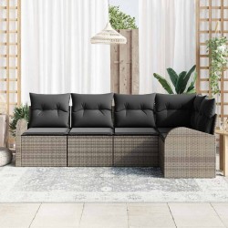 Ensemble de canapé de jardin avec coussin 5 pcs Gris polyrotin 526911526911
