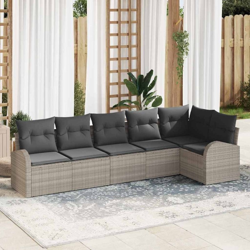 Ensemble de canapé de jardin 6 pcs Gris clair polyrotin 526912526912