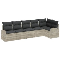 Ensemble de canapé de jardin 6 pcs Gris clair polyrotin 526912526912