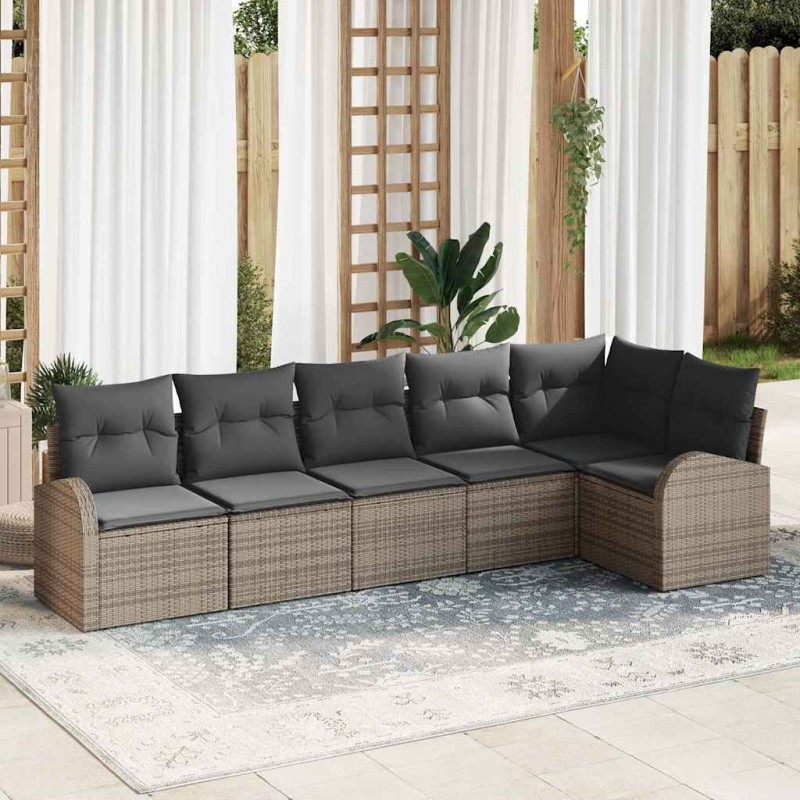 Ensemble de canapé de jardin avec coussin 6 pcs Gris polyrotin 526913526913