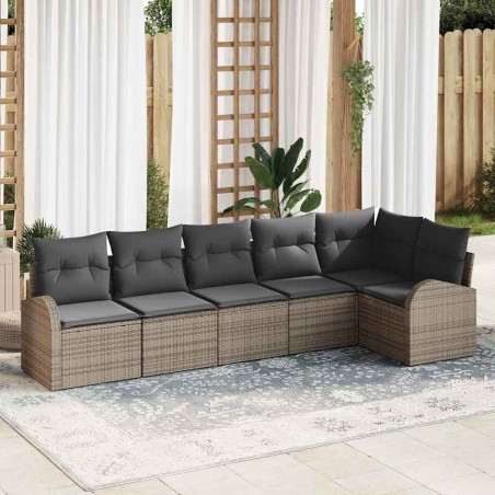 Ensemble de canapé de jardin avec coussin 6 pcs Gris polyrotin 526913526913