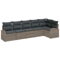 Ensemble de canapé de jardin avec coussin 6 pcs Gris polyrotin 526913526913