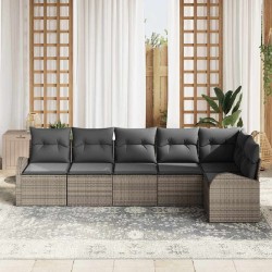 Ensemble de canapé de jardin avec coussin 6 pcs Gris polyrotin 526913526913