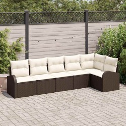 Ensemble de canapé de jardin 6 pcs Marron et blanc polyrotin 526914526914
