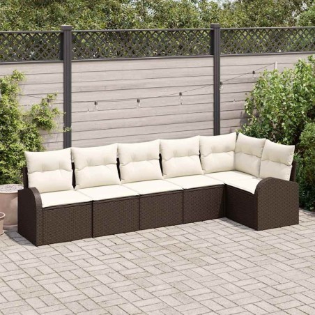 Ensemble de canapé de jardin 6 pcs Marron et blanc polyrotin 526914526914