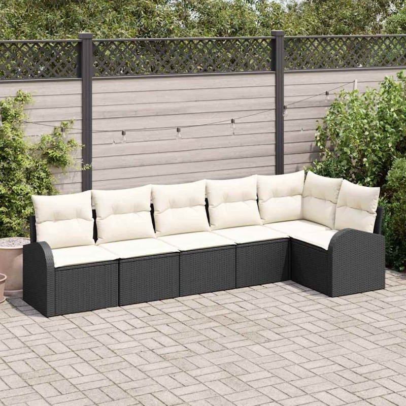 Ensemble de canapé de jardin 6 pcs Noir et Blanc polyrotin 526915526915