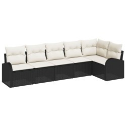 Ensemble de canapé de jardin 6 pcs Noir et Blanc polyrotin 526915526915