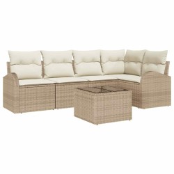 Ensemble de canapé de jardin 6 pcs Beige et blanc polyrotin 526918526918
