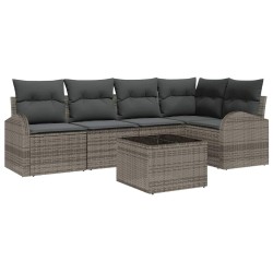 Ensemble de canapé de jardin avec coussin 6 pcs Gris polyrotin 526920526920
