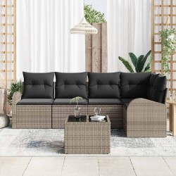 Ensemble de canapé de jardin avec coussin 6 pcs Gris polyrotin 526920526920