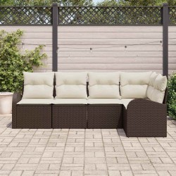 Ensemble de canapé de jardin 5 pcs Marron et blanc polyrotin 526923526923