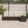 Ensemble de canapé de jardin 5 pcs Marron et blanc polyrotin 526923526923