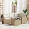 Ensemble de canapé de jardin 5 pcs Beige et blanc polyrotin 526924526924