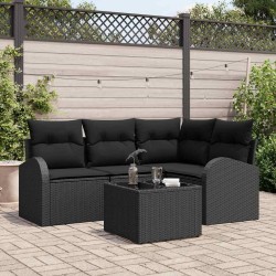 Ensemble de canapé de jardin avec coussin 5 pcs Noir polyrotin 526925526925