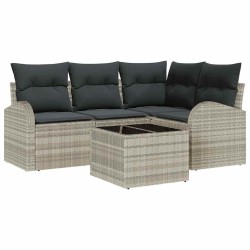 Ensemble de canapé de jardin 5 pcs Gris clair polyrotin 526927526927