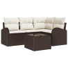 Ensemble de canapé de jardin 5 pcs Marron et blanc polyrotin 526931526931