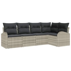 Ensemble de canapé de jardin 5 pcs Gris clair polyrotin 526932526932