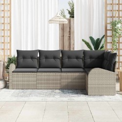 Ensemble de canapé de jardin 5 pcs Gris clair polyrotin 526932526932