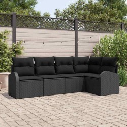 Ensemble de canapé de jardin avec coussin 5 pcs Noir polyrotin 526933526933