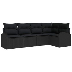 Ensemble de canapé de jardin avec coussin 5 pcs Noir polyrotin 526933526933