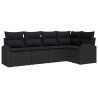 Ensemble de canapé de jardin avec coussin 5 pcs Noir polyrotin 526933526933