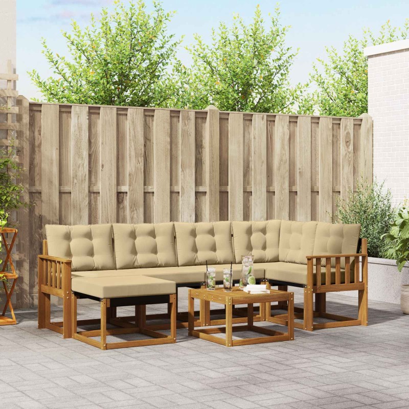Ensemble de canapés d'extérieur 7 pcs Naturel et Beige 526943526943