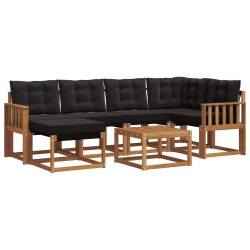 Ensemble de canapés d'extérieur 7 pcs Naturel et Noir 526944526944