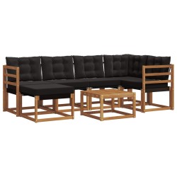 Ensemble de canapés d'extérieur 7 pcs Naturel et Noir 526966526966