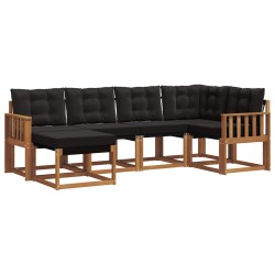 Ensemble de canapés d'extérieur 6 pcs Naturel et Noir 526975526975