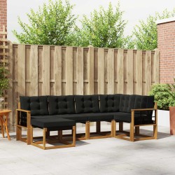 Ensemble de canapés d'extérieur 6 pcs Naturel et Noir 526980526980