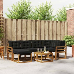 Ensemble de canapés d'extérieur 7 pcs Naturel et Noir 526981526981