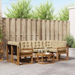 Ensemble de canapés d'extérieur 7 pcs Naturel et Beige 526985526985