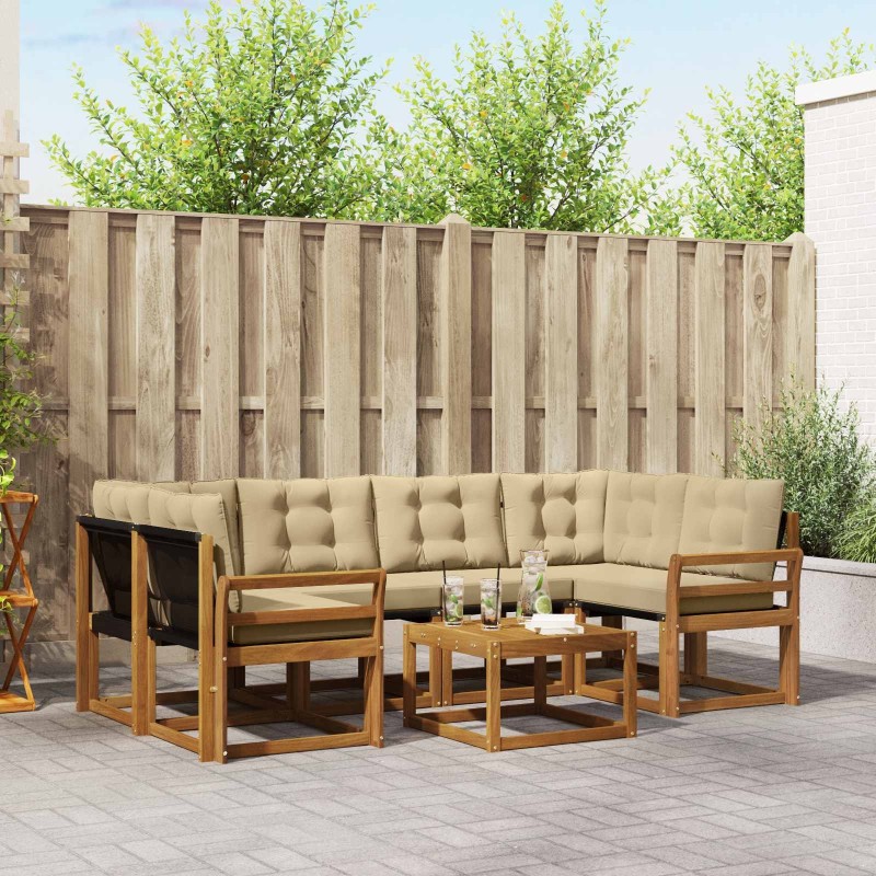 Ensemble de canapés d'extérieur 7 pcs Naturel et Beige 526985526985