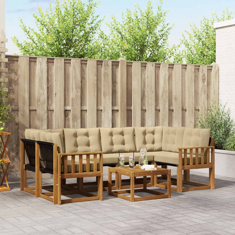 Ensemble de canapés d'extérieur 7 pcs Naturel et Beige 526989526989