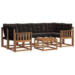 Ensemble de canapés d'extérieur 7 pcs Naturel et Noir 526990526990