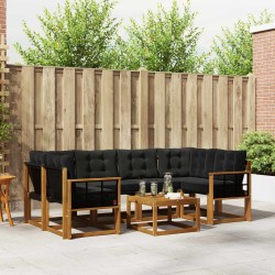 Ensemble de canapés d'extérieur 7 pcs Naturel et Noir 527000527000