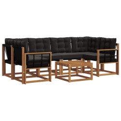 Ensemble de canapés d'extérieur 7 pcs Naturel et Noir 527000527000