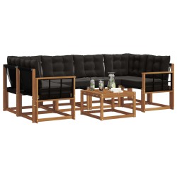 Ensemble de canapés d'extérieur 7 pcs Naturel et Noir 527000527000