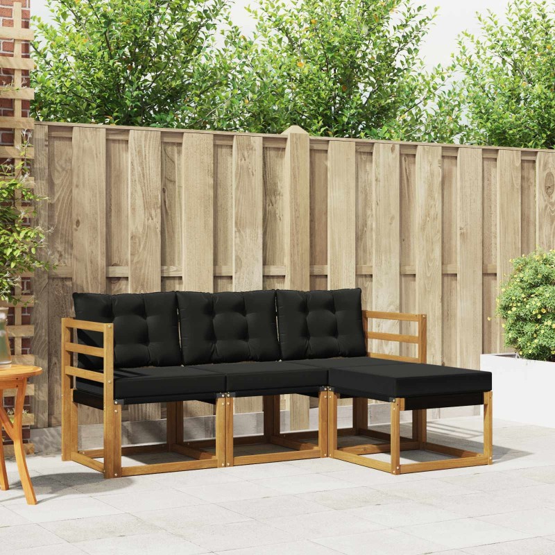 Ensemble de canapés d'extérieur 4 pcs Naturel et Noir 527001527001