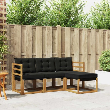 Ensemble de canapés d'extérieur 4 pcs Naturel et Noir 527001527001