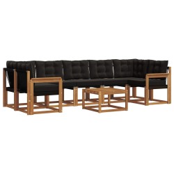 Ensemble de canapés d'extérieur 8 pcs Naturel et Noir 527003527003