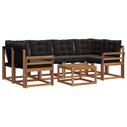 Ensemble de canapés d'extérieur 7 pcs Naturel et Noir 527004527004