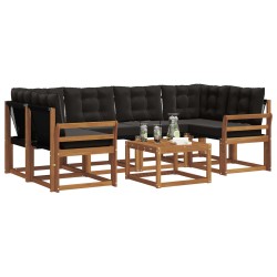 Ensemble de canapés d'extérieur 7 pcs Naturel et Noir 527004527004