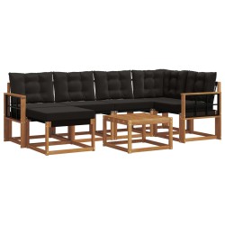 Ensemble de canapés d'extérieur 7 pcs Naturel et Noir 527015527015