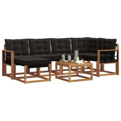 Ensemble de canapés d'extérieur 7 pcs Naturel et Noir 527015527015