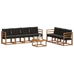 Ensemble de canapés d'extérieur 8 pcs Naturel et Noir 527017527017