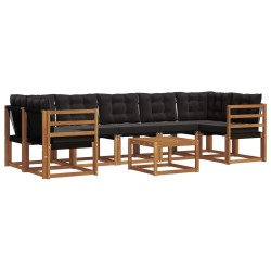 Ensemble de canapés d'extérieur 8 pcs Naturel et Noir 527019527019