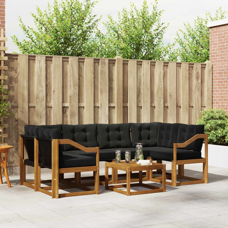 Ensemble de canapés d'extérieur 7 pcs Naturel et Noir 527020527020